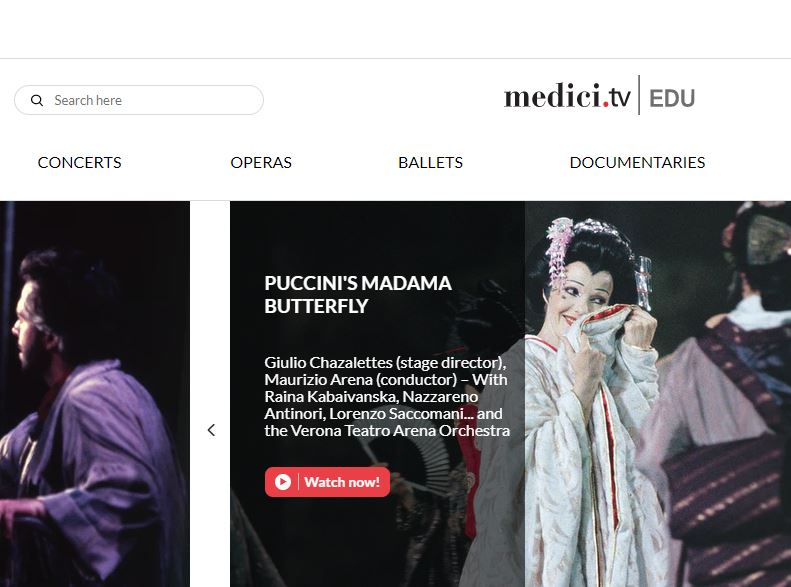 イタリアオペラの傑作、蝶々夫人　（バンクーバー図書館のウェブサイトvpl.caのスクリーンショット）